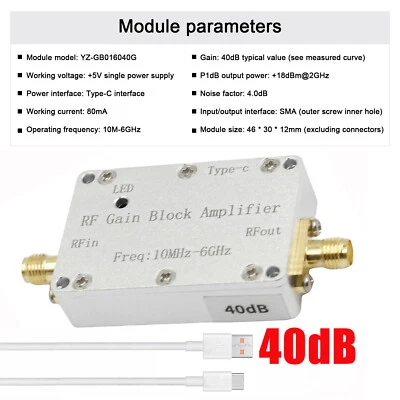 DARUPSUN 10M-6GHz RF Amplifier 40dB High Gain Driver Receiving Amplifier Signal Module