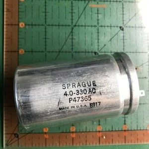 4uF 330vac SPRAGUE Motor Start Capacitor P47365 AC Industrial Paper -10% +100% - Picture 1 of 3
