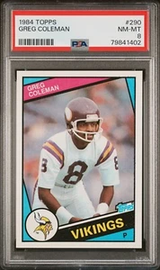 1984 TOPPS #290 GREG COLEMAN PSA 8 NM-MINT MINNESOTA VIKINGS - Picture 1 of 2