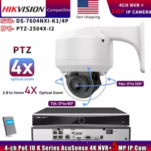 Hikvision Compatible 5MP 4XZoom PTZ Camera IR30m+DS-7604NXI-K1/4P NVR System Lot - Picture 1 of 25