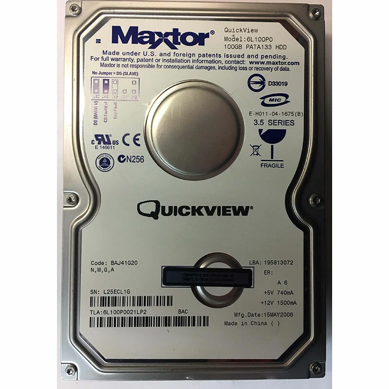 6L100P0021LP2 - Maxtor 100GB 7200 RPM IDE 3.5" HDD - Image 1 of 1
