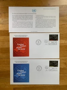 UN NEW YORK 1977 FDC x 2 FRANKLIN COMBAT RACISM FIGHT RACIAL DISCRIMINATION - Picture 1 of 1