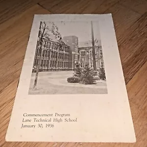 1936 LANE TECH HIGH SCHOOL Chicago -COMMENCEMENT PROGRAM w/ Student Names - Picture 1 of 5
