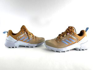 Adidas Terrex Swift R3 Gore-Tex Hiking Shoes Beige Blue Womens Size 7   FZ3012