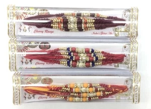 6 cuentas pequeñas con cuentas de patrón con cuentas de color y diamante - hilo/pulsera Rakhi - Imagen 1 de 5