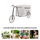 Bike Flower Stand Swing Table W/ Wooden Box (White, L)-