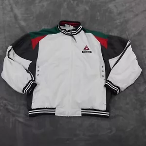 VTG Le Coq Sportif Bomber Jacket Mens Large Green Red White Mod Colorblock 90s - Picture 1 of 16