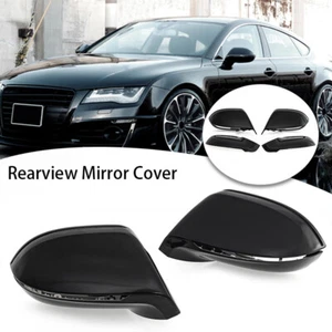Gloss Black Side Mirror Cover Caps Shell Housing for AUDI A7 4G S7 RS7 10-2017 - Picture 1 of 10