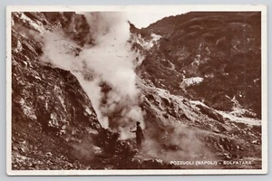 Postal Volcán Solfatara Italia Pasado por Censor Naval Publicado 1944 - Imagen 1 de 2