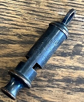 Vintage The Emca Boy Scouts 82mm General Service Whistle - Dark Oxidised Finish - Image 1 of 3