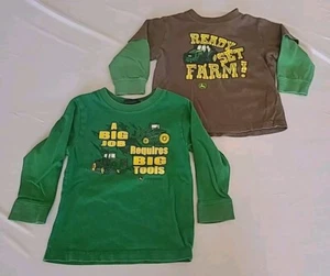 John Deere Toddler Lotof2 2T Long Sleeve Shirts Tractor Green & Yellow - Picture 1 of 4