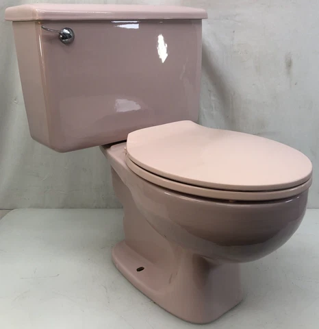 Vintage Mid Century Coral Pink Porcelain Toilet Crane 1974 Cover