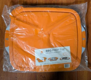 Drip EZ BBQ Prep Tub w/ Lid, Cutting Board Collapsible Orange Barbeque 20x16 - Picture 1 of 7