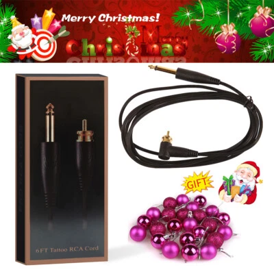 Soft Tattoo Power Supply RCA Cord for Tattoo Pen Machine 1.8M 6FT with Xmas Gift - Image 1 of 4