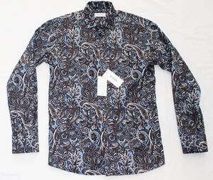 $ 295 neu ETON geknöpftes Freizeithemd Herren 15,5 EU 39 M schmal PAISLEY hellblau braun - Bild 1 von 9