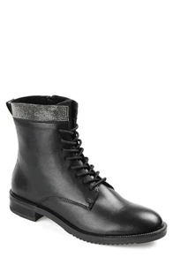 Botines de combate apilados redondos Natara para mujer Journee Collection, negros talla 6,5 M - Imagen 1 de 1
