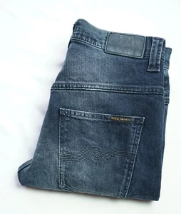 Nudie Tape Ted Tapered Jeans Herren Gr. W28 L32 XS blau schwarz Zip Fly STRETCH - Bild 1 von 11