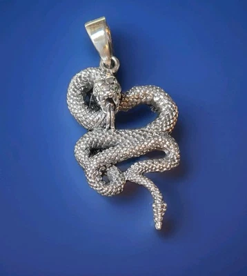 Colar pingente grande de prata esterlina 925 cobra/cobra joia 2043 - Imagem 1 de 4