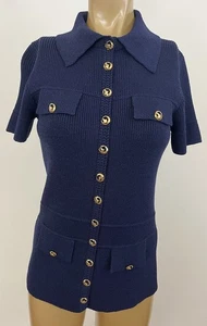 Vintage 70s St. John Knits Women's Top Sweater Gold Buttons - Picture 1 of 7
