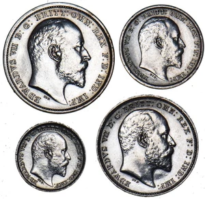 1902 Maundy Set - Edward VII British Silver Coins - Very Nice - Picture 1 of 2