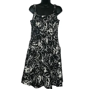 AMERICAN LIVING Floral Print Dress Sleeveless Summer Dress Black White S - Picture 1 of 8