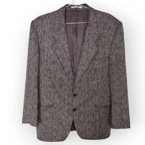 Yves Saint Laurent Mens Blazer Sz 44R Houndstooth Jacket Black Silk Linen Vtg - Picture 1 of 13