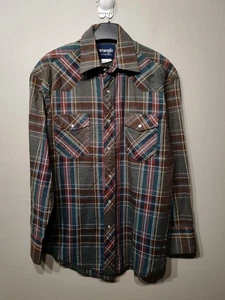 Wrangler Western Camicia Uomo Verde Scuro Quadri Rancher Perla Snap Medium  - Foto 1 di 9