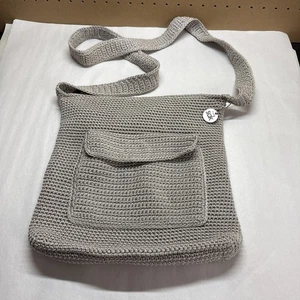 Borsa a tracolla The Sak maglia all'uncinetto intrecciata grigia borsa chiusura cerniera - Foto 1 di 11