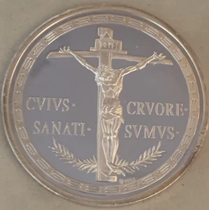 Medalla de plata entrada en Jerusalén plata fina 999,9 Cuius Sanati Cruore Sinus - Imagen 1 de 6