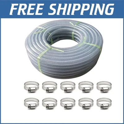 High Pressure Braided Clear PVC Tubing 3/4" ID, 98ft for Versatile Applications - Image 1 of 4