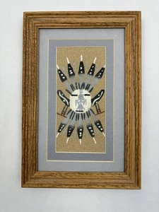 Small Navajo Sand Painting Framed and Signed 9" x 6" - Picture 1 of 4