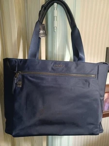 Tumi Voyageur Sheryl Dark Blue Nylon Small Business Laptop Tote Bag - Picture 1 of 12