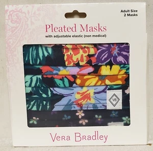 Vera Bradley Happy Blooms Cotton Pleated Face Mask Adult Women Men NWT QTY 2 - Picture 1 of 3