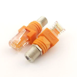 10pcs F Female to RJ45 Male Coaxial Barrel Coupler Adapter RJ45 to RF Connector - Picture 1 of 5
