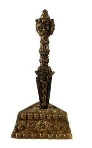 Phurba Mahakala Vajra Kila Con Supporto - Artigianato Del Nepal - 7498 Off12 - Picture 1 of 14