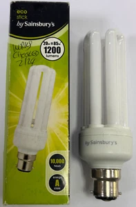 1x 20W (=85W) CFL Stick Low Energy Power Saving Light Bulbs Bayonet BC B22 Lamp - Picture 1 of 3