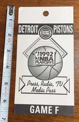 1992 NBA Detroit Pistons Playoffs Game F Media Floor Pass - Image 1 of 2