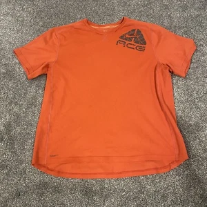 Nike ACG Fit Dry Shirt Mens Orange Big Logo Crew Neck Short Sleeve Size Large L - Picture 1 of 12