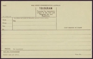 FORMA TELEGRAMA - AUSTRALIA PMG - SIN USAR (FORMA T.G.41) - Imagen 1 de 1