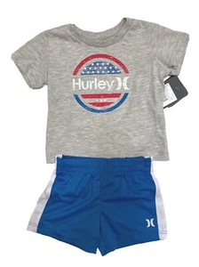 HURLEY Baby/Toddler Boys Short Sets or Short Rompers + FREE Socks; Sz 3M-4T, NWT - Picture 1 of 39