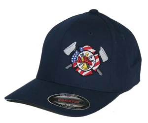 Departamento de Bomberos Flexfit Sombrero Ajustado Paramédico de Bombero EMT Bandera de EE.UU. - Imagen 1 de 6