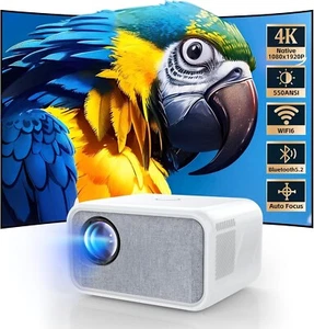 Projector Native 1080P 4K Support,550ANSI Portable WiFi6 Bluetooth Smart Auto - Picture 1 of 7