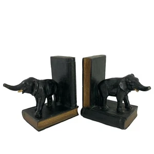 Vintage Ronson alle Metallwaren Elefant Buchstützen schwarz gold getönt schwerer Fehler - Bild 1 von 10