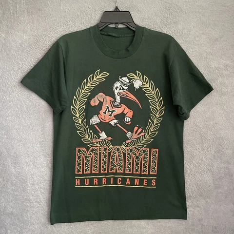 Vtg 90's NCAA Miami Hurricanes Shirt Adult Large Short Sleeve Crew Neck Graphic Cover