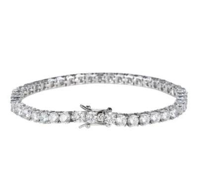 3ct Tennis Bracelet White Gold 18K Lab-Created LED Box Diamond Test Pass 20cm - Image 1 of 3