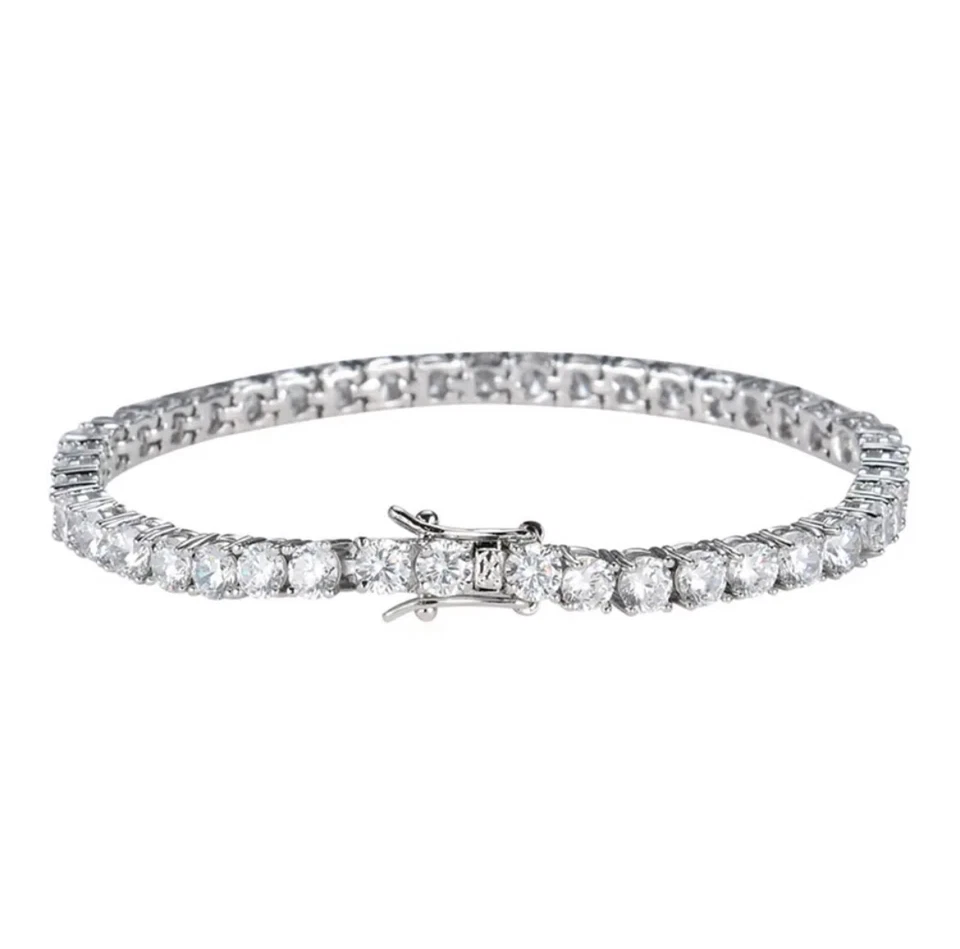 3ct Tennis Bracelet White Gold 18K Lab-Created LED Box Diamond Test Pass 20cm - Image 1 of 3