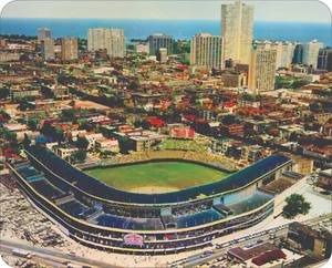 Alfombrilla de ratón de arte fotográfico clásico vintage Wrigley Field Arial de los Chicago Cubs - Imagen 1 de 2