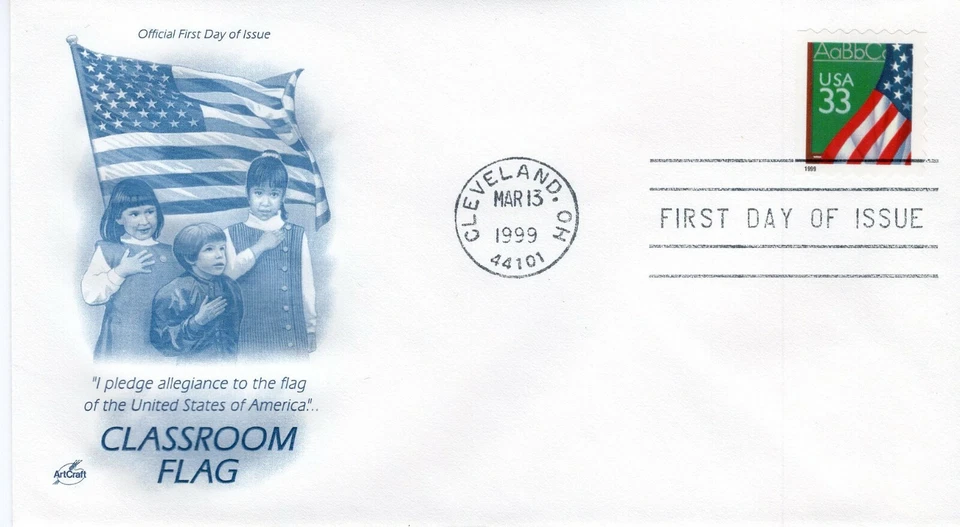 USPS FDC #3283 1999 33c Flag Over Chalkboard Booklet Single Stamp ST2112 - Image 1 of 1