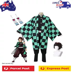 Demon Slayer Kamado Tanjiro Anime Cosplay Completed Costume Earring Wig - Picture 1 of 14