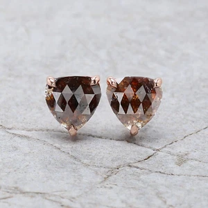 Heart Brown Color Diamond Earring 14K Rose White Yellow Gold Earring KDL6880 - Picture 1 of 9